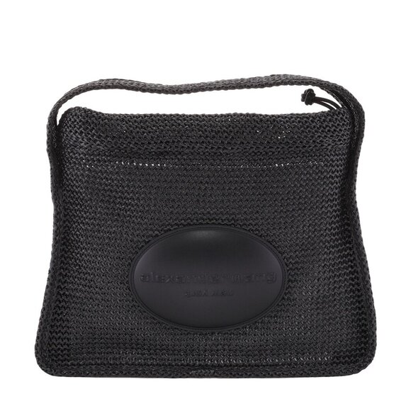 Alexander Wang Large Ryan Raffia Effect Shoulder Bag - Black - Picture 1 of 9